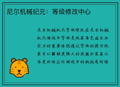尼尔机械纪元：等级修改中心
